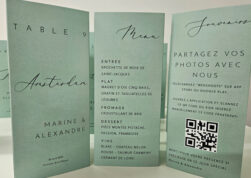 Chevalet de table en 3 volets pour mariage ou anniversaire
