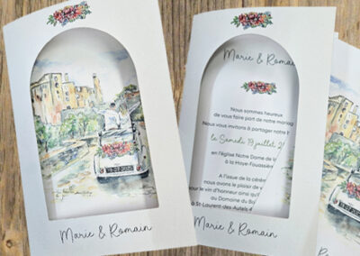 Faire-part de mariage avec découpe fenêtre